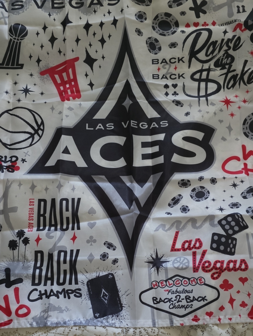 WNBA Las Vegas Aces Black & White Logo Flag Banner